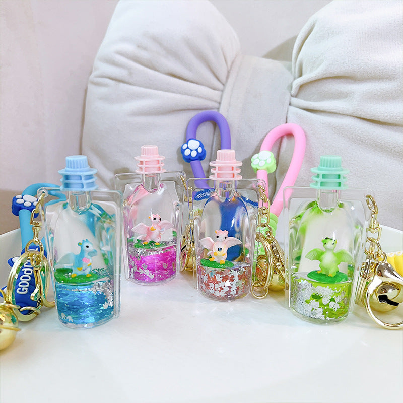 Wholesale Acrylic Oiled Dinosaur Jelly Bottle Keychain